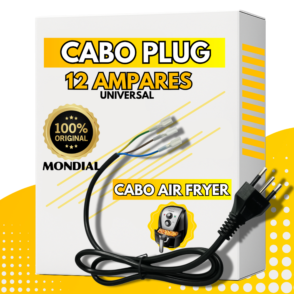 Cabo Plug De Energia Air Fryer Mondial 12 Amperes Universal