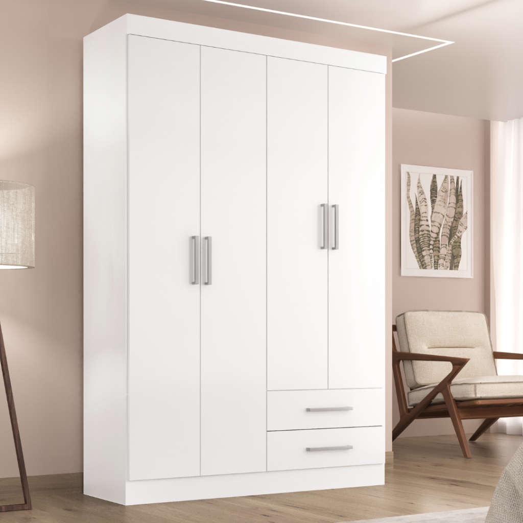 Guarda Roupa Solteiro Kioto 4 Portas 2 Gavetas em Oferta na Shopee