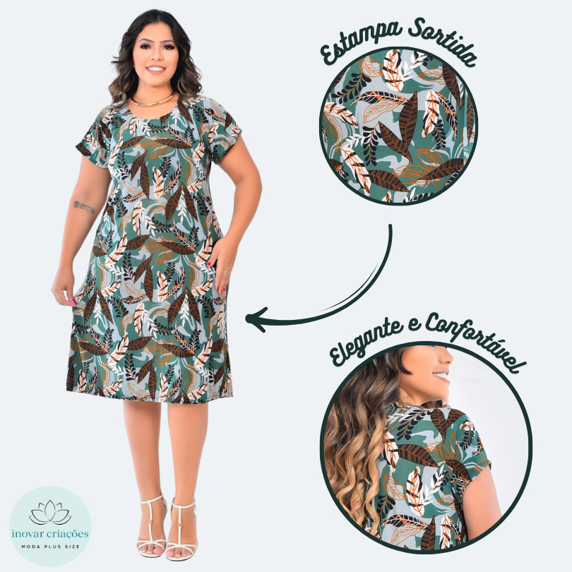 Vestido Feminino Plus Size Midi Malha Fria Soltinho Moda Premium em Oferta na Shopee