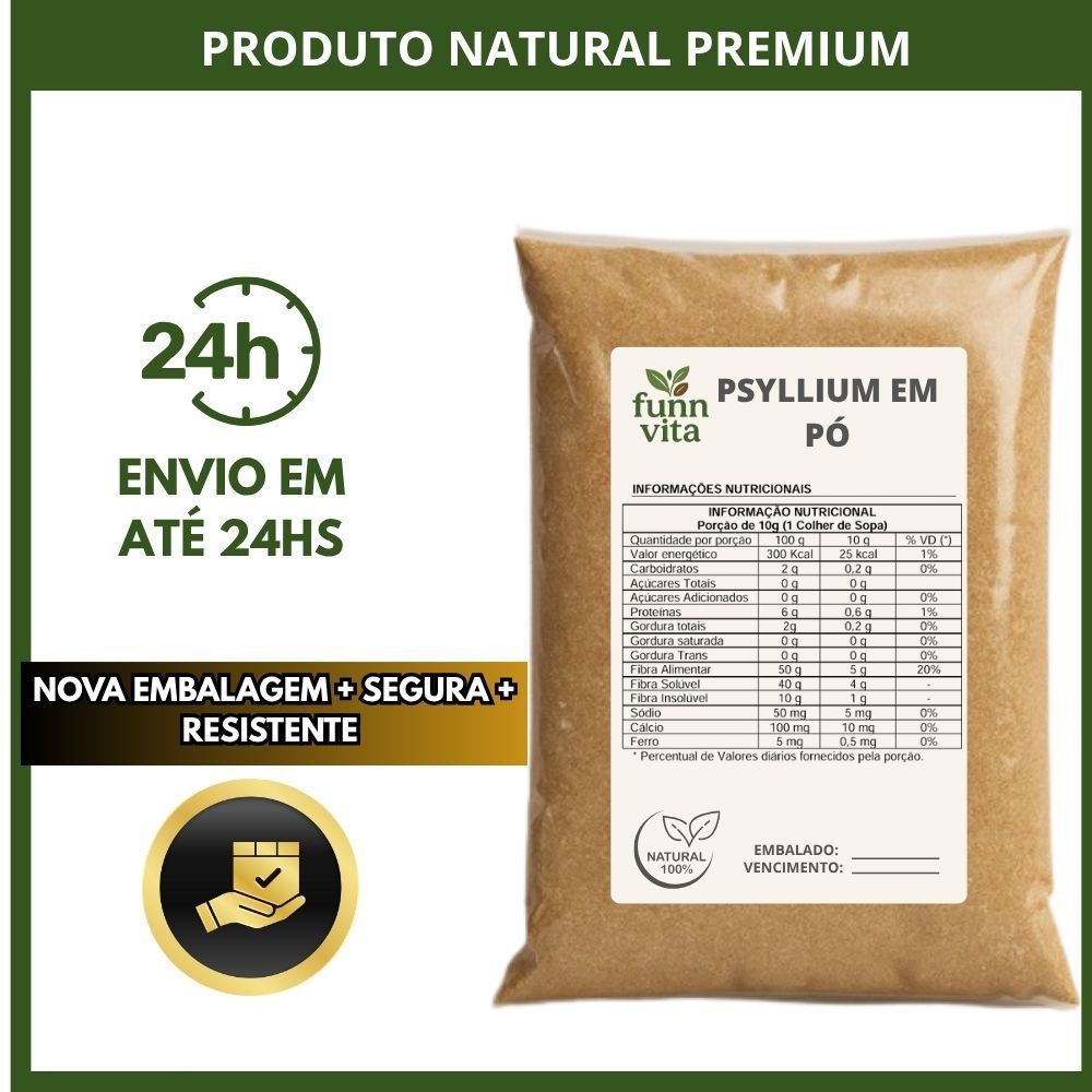 PSYLLIUM EM PÓ 100% NATURAL RICO EM FIBRAS COMPOSIÇÃO DE ALTA QUALIDADE IMPORTADO