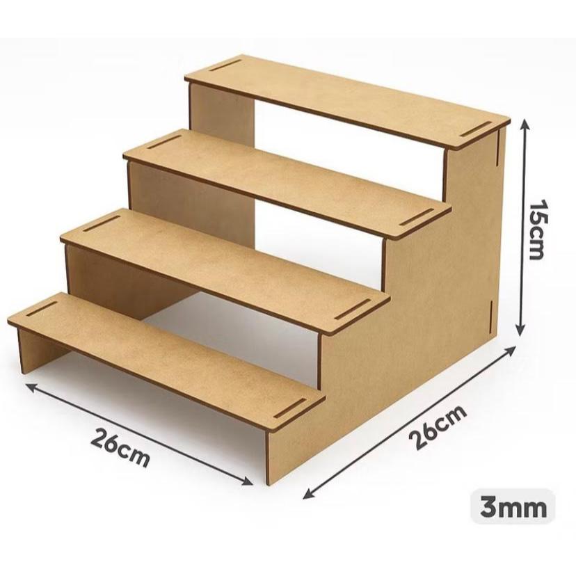 Escada Expositora Madeira MDF 4 Degraus para Doces Cupcakes Festas Aniversário Feira 26x26x15cm em Oferta na Shopee