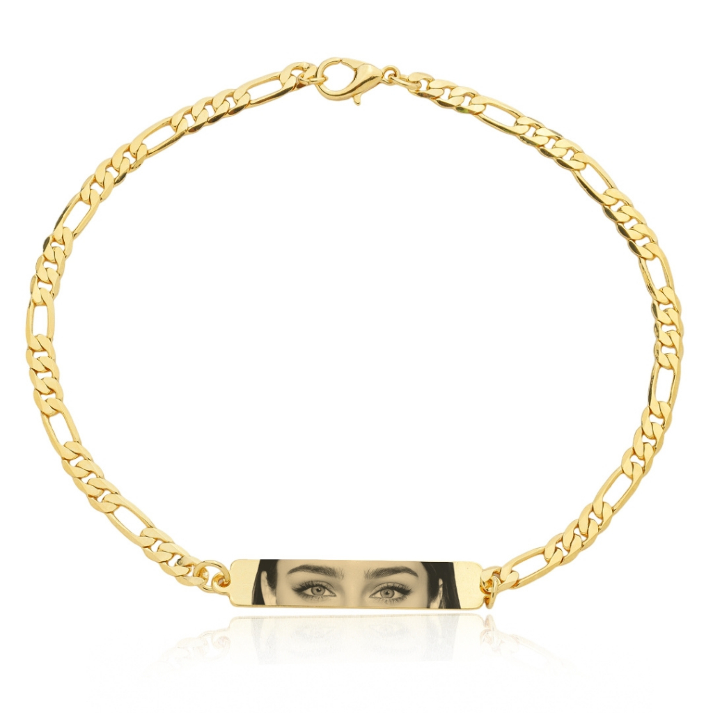 Pulseira Olhar Grumet Personalizada (Masculino) - Banhada a Ouro 18K