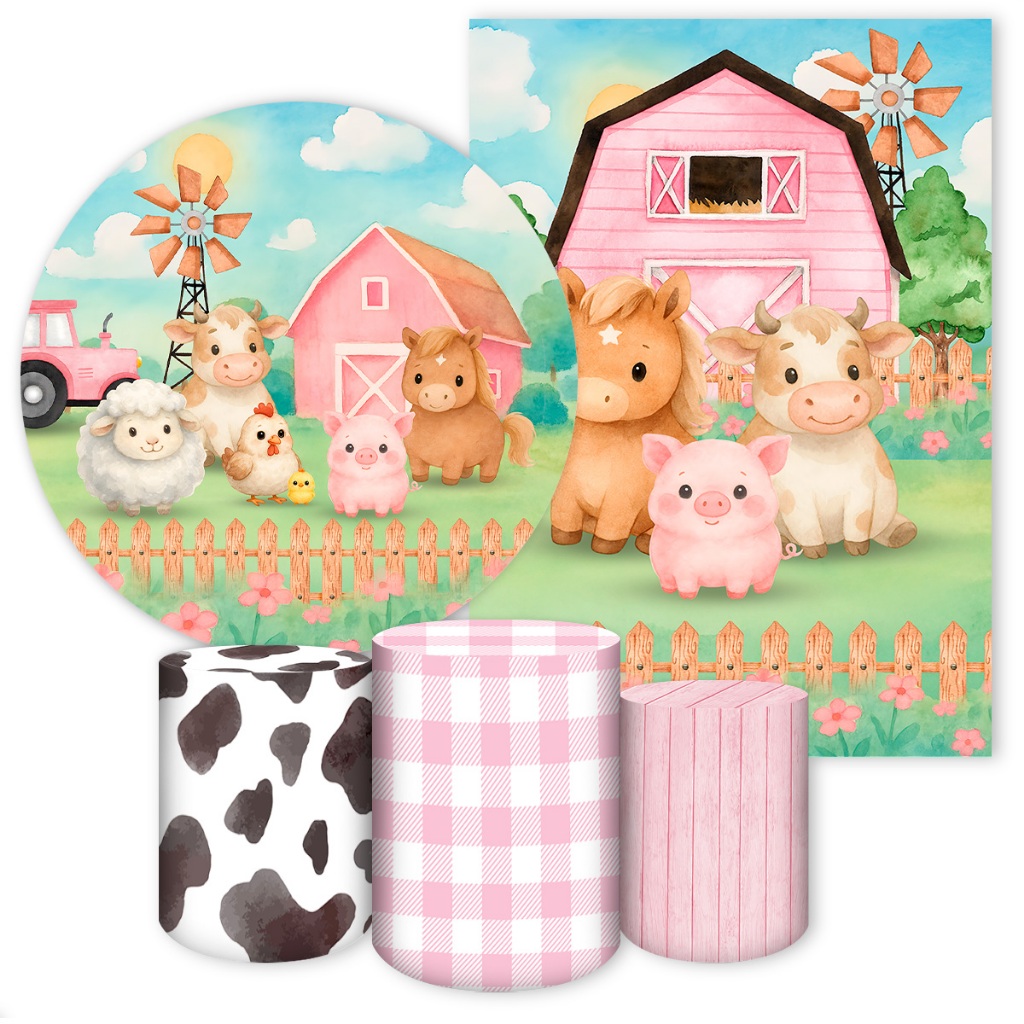 Capas para Painéis de Festa Sublimados Tema Fazendinha Rosa e Azul em Oferta na Shopee
