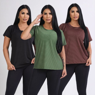 Kit 3 Camiseta Feminina Anti Odor, Anti Suor, Academia, Treino, Blusa furadinha em Oferta na Shopee