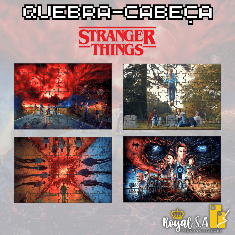 Quebra-Cabeça personalizado Stranger Things em MDF - Puzzle 24pç/ 32pç/ 64pç/ 90pç/ 200pç/ 500peças em Oferta na Shopee
