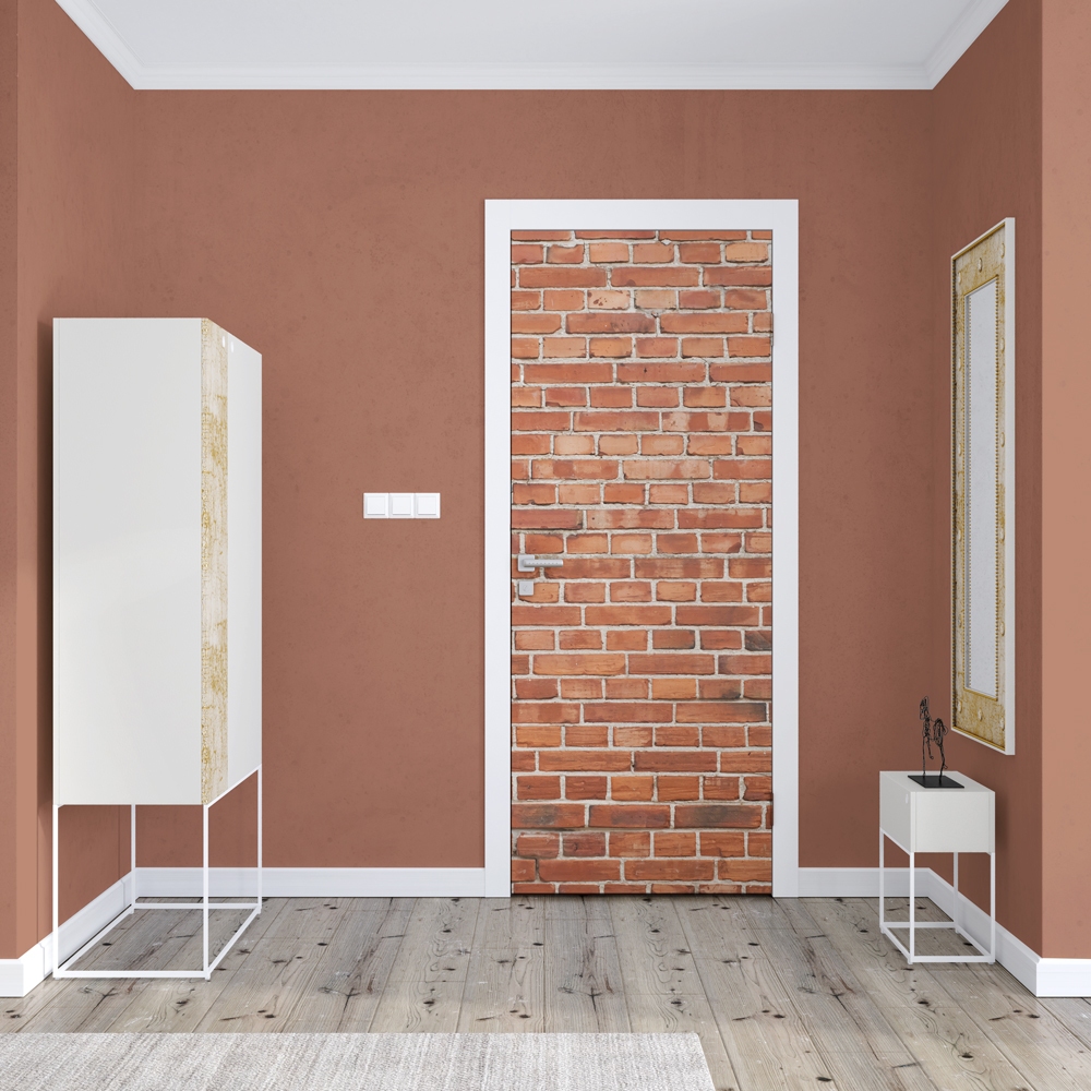 Adesivo Decorativo de Porta Parede Vidro Casa Sala Quarto Tijolo Vermelho