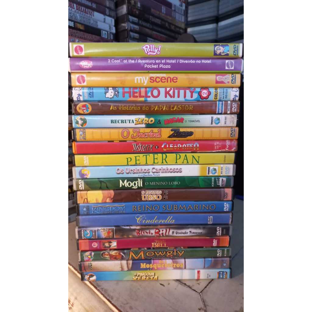 Dvds Infantil cinderella ,mogli zorro hello kitty peter pan polly asterix recruta zero hagar bell kingdon pinguim bill