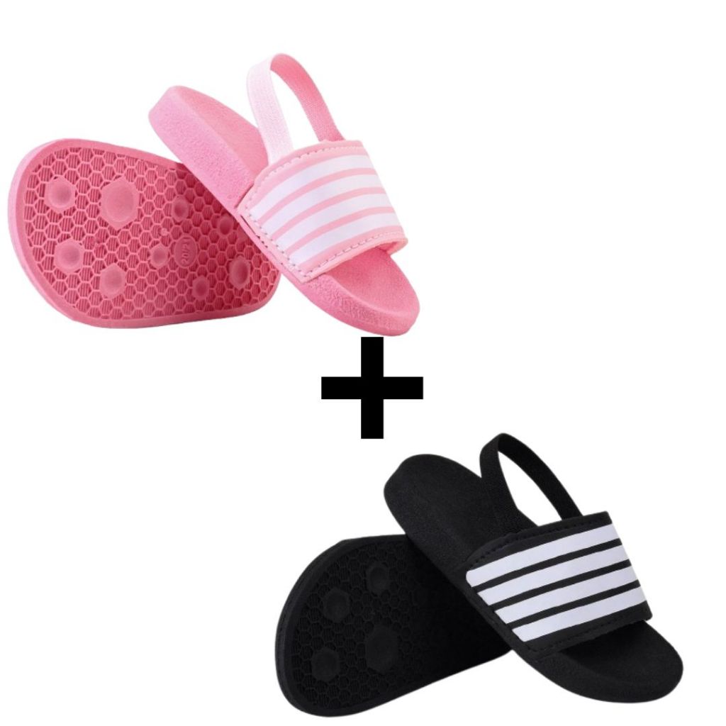 Kit Dois Pares Chinelo Sandália Slide Bebê Escolar Menino Menina Masculino 16ao25