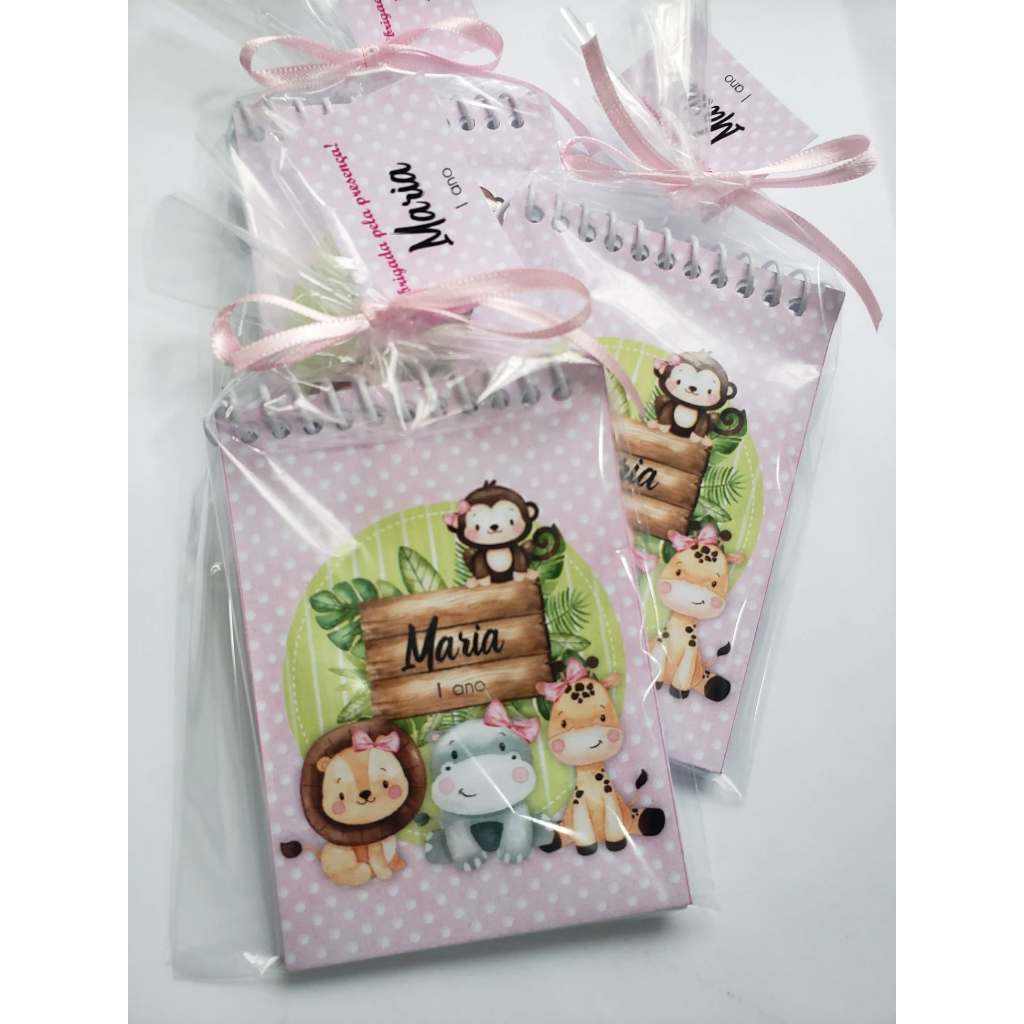 Bloquinho personalizado  10x7 Safari - lembrancinha aniversário /maternidade ( 10 unidades)