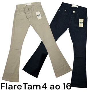 calça jeans flare infantil menina tam 4 6 8 10 12 14 16 calça sarja juvenil fler calça de sarja brim infantil menina em Oferta na Shopee
