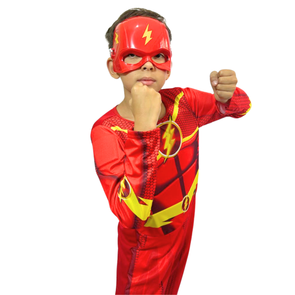Fantasia Do Flash Longa Com Enchimento E Com Mascara De Plastico em Oferta na Shopee
