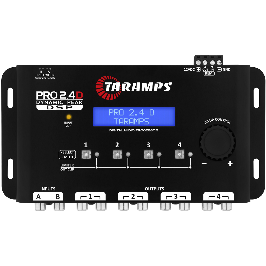 Processador de Audio Taramps Pro 2.4d Dynamic Limiter Crossover 4 Canais Som Automotivo