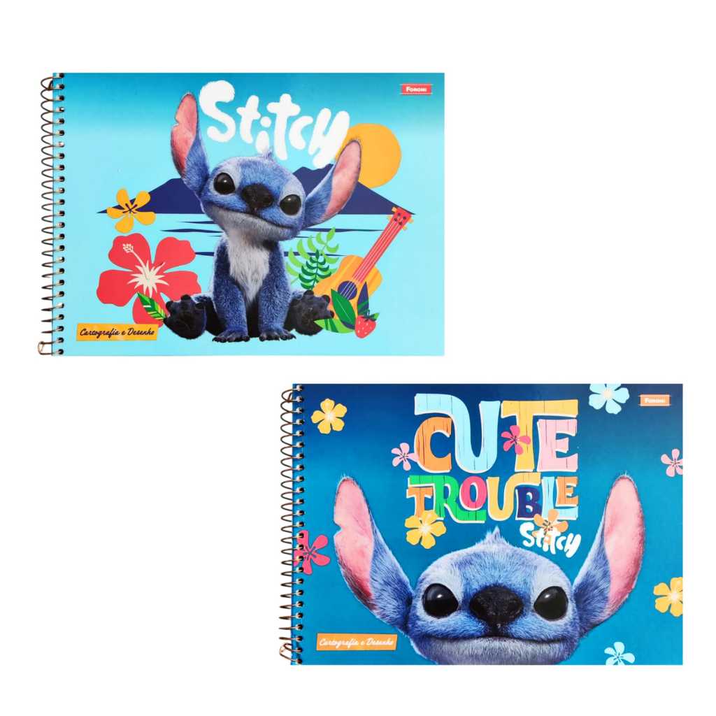 Caderno de Desenho e Cartografia Lilo Stitch 80 folhas Live Action Foroni Movie