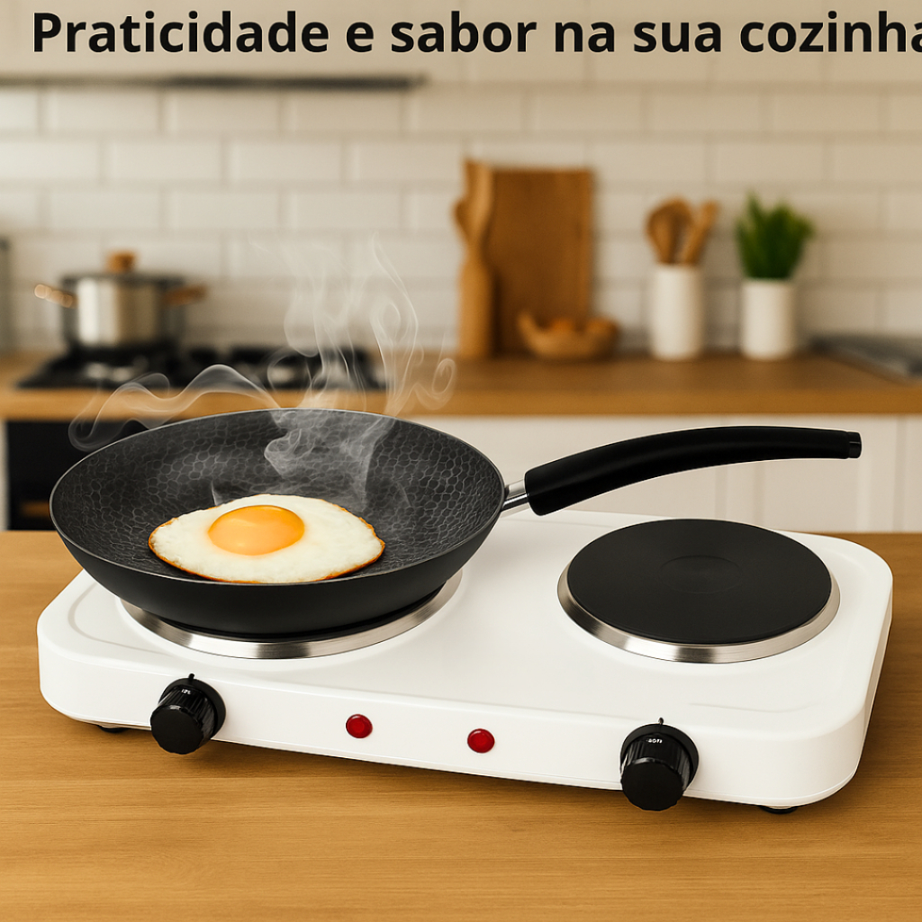 Fogareiro Elétrico 2 Bocas 2000w 110v Indução Cooktop 5 Temperaturas Portátil Fogão Cozinha Disco