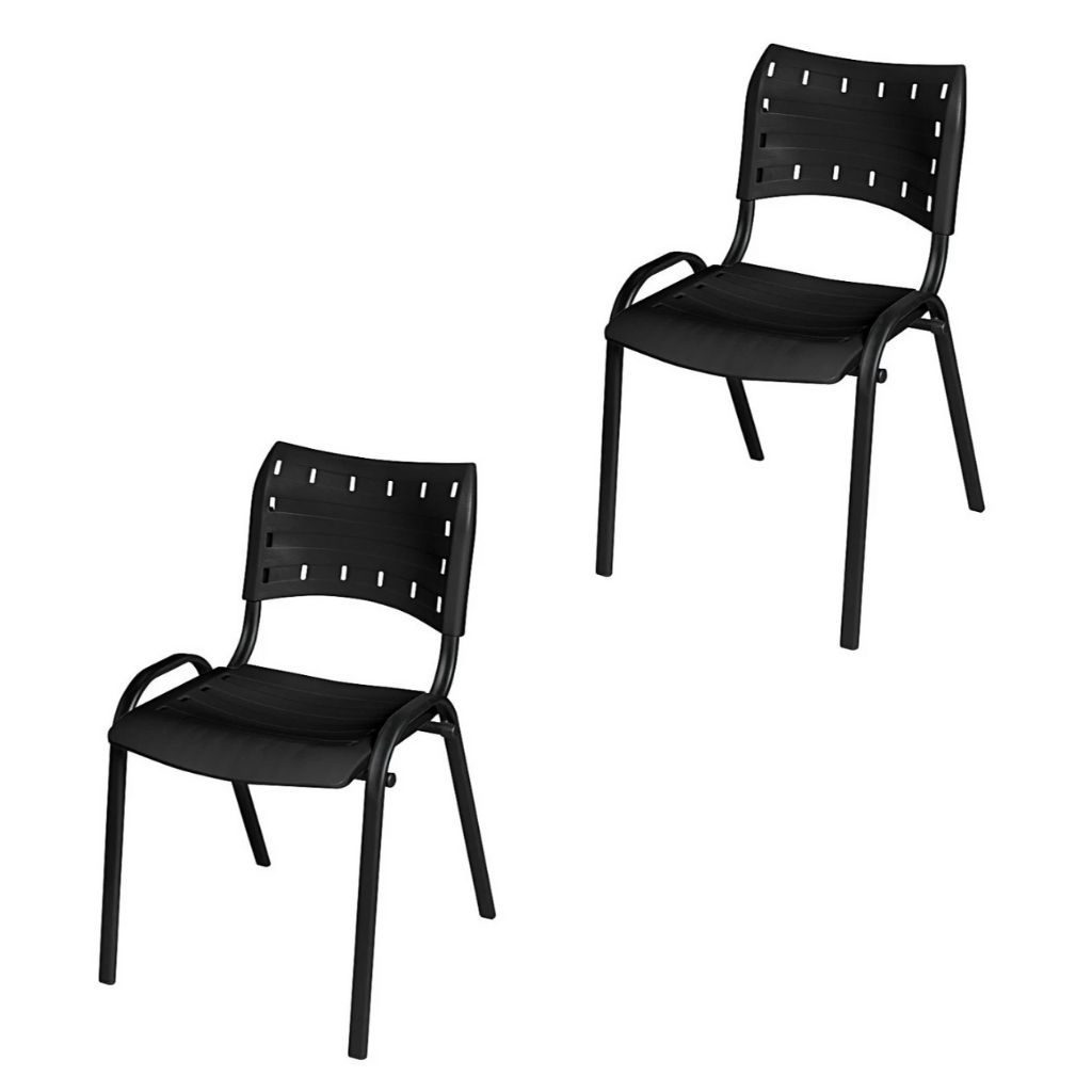 Kit 2 Cadeiras Iso Fixa Empilhável Plástica Escolar Igreja Eventos Estrutura Em Aço Escolha Cor