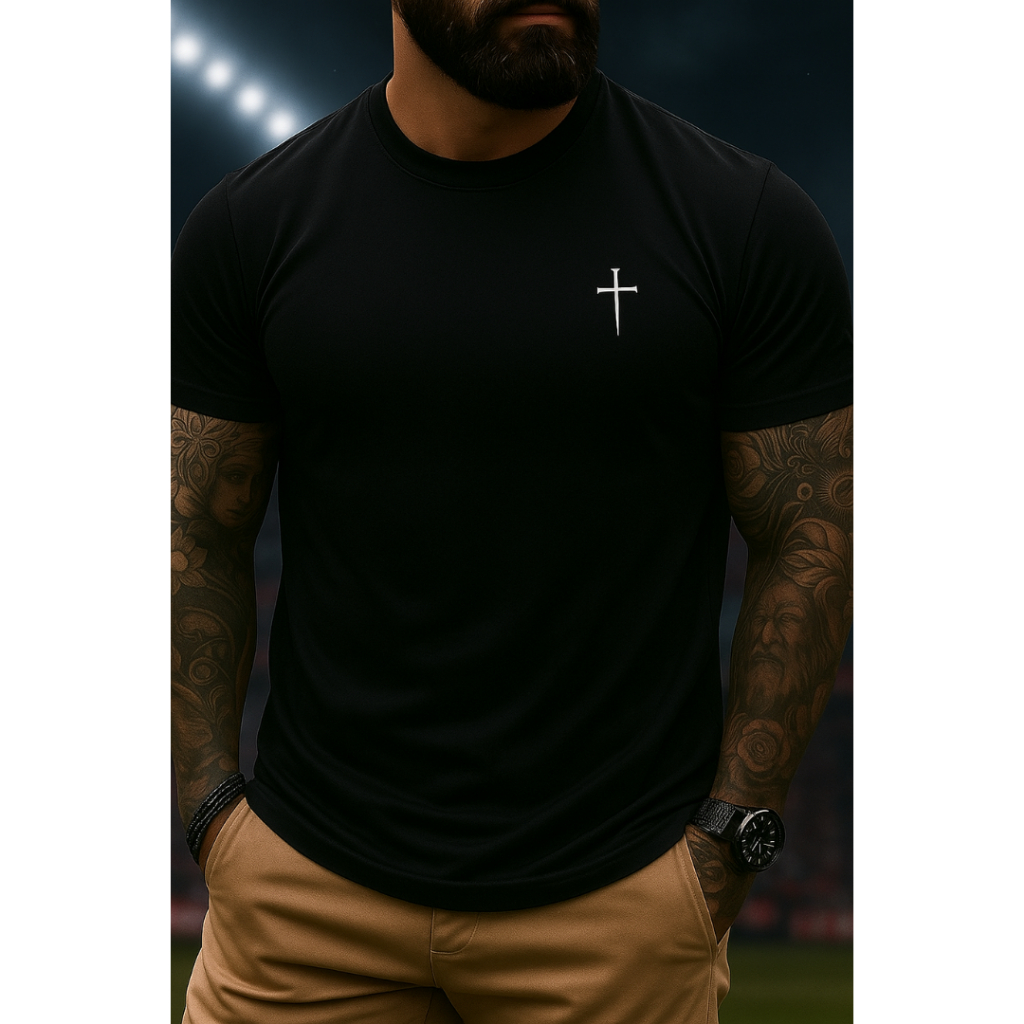 Camiseta Cruz Pequena Estilosa Camisa Religiosa Lançamento Premium 100% Algodão em Oferta na Shopee