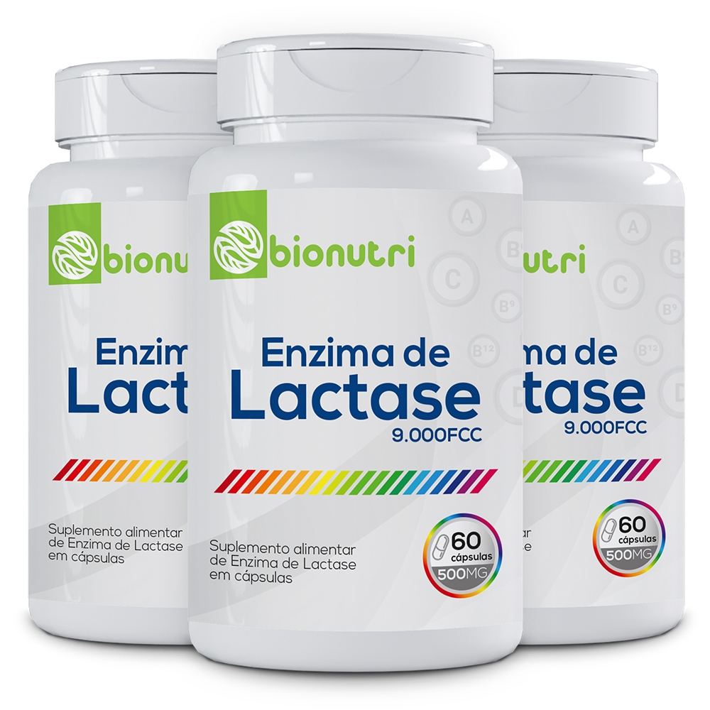 Kit 3x Enzima de Lactáse para intolerância 9.000FCC (60 cápsulas) - Bionutri