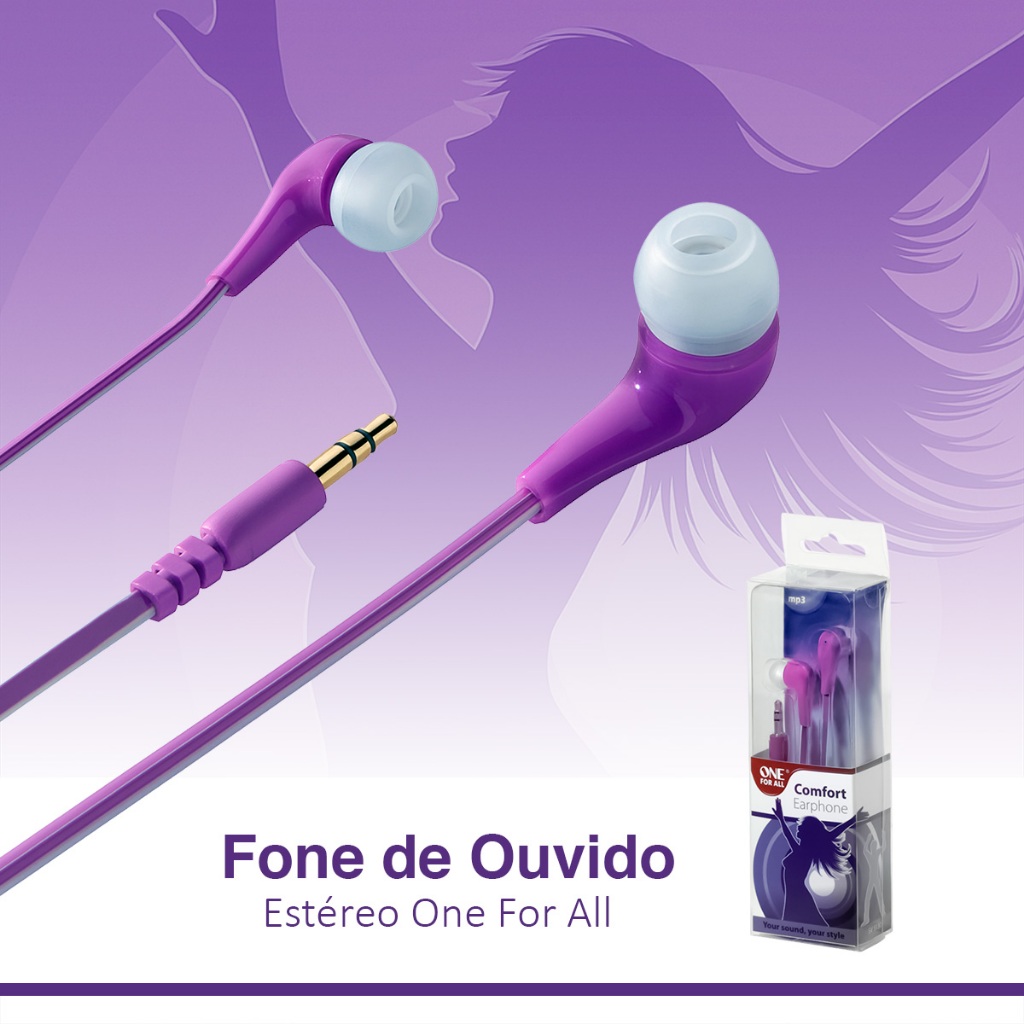 Fone De Ouvido Estéreo Tipo Hearphone One For All Com Isolador E Cabo Flat - Comfort