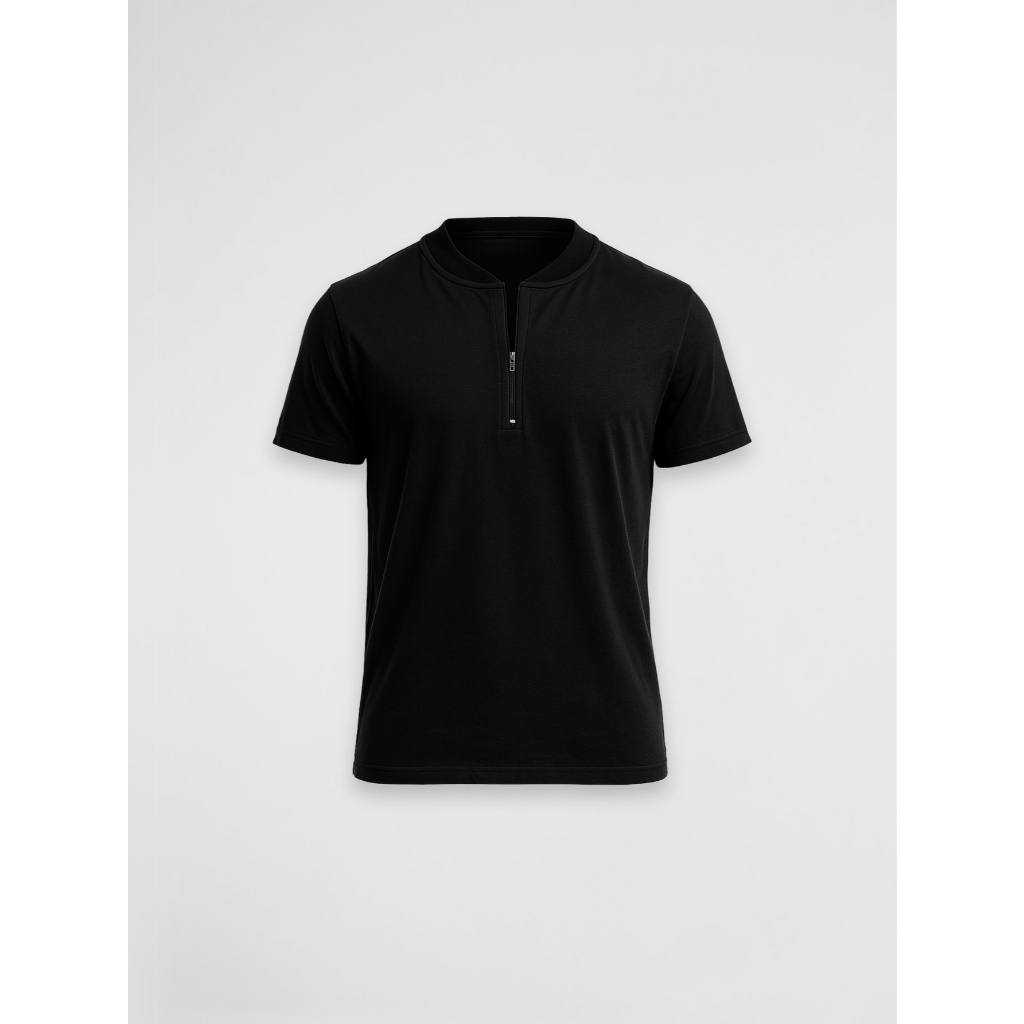 Camiseta Masculina Gola Henley com Zíper Moderna Confortável Casual Manga Curta Estilosa em Oferta na Shopee