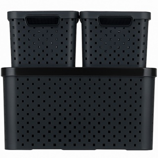 Kit 3 Caixas Organizadoras C/ Tampa 1L 6L Plástico Resistente Closets Lavanderia Banheiro DasPlast em Oferta na Shopee