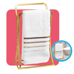 Suporte Porta Toalha Toalheiro de Rosto Bancada Pia Lavabo Banheiro Pia Dourado Gold Arthi