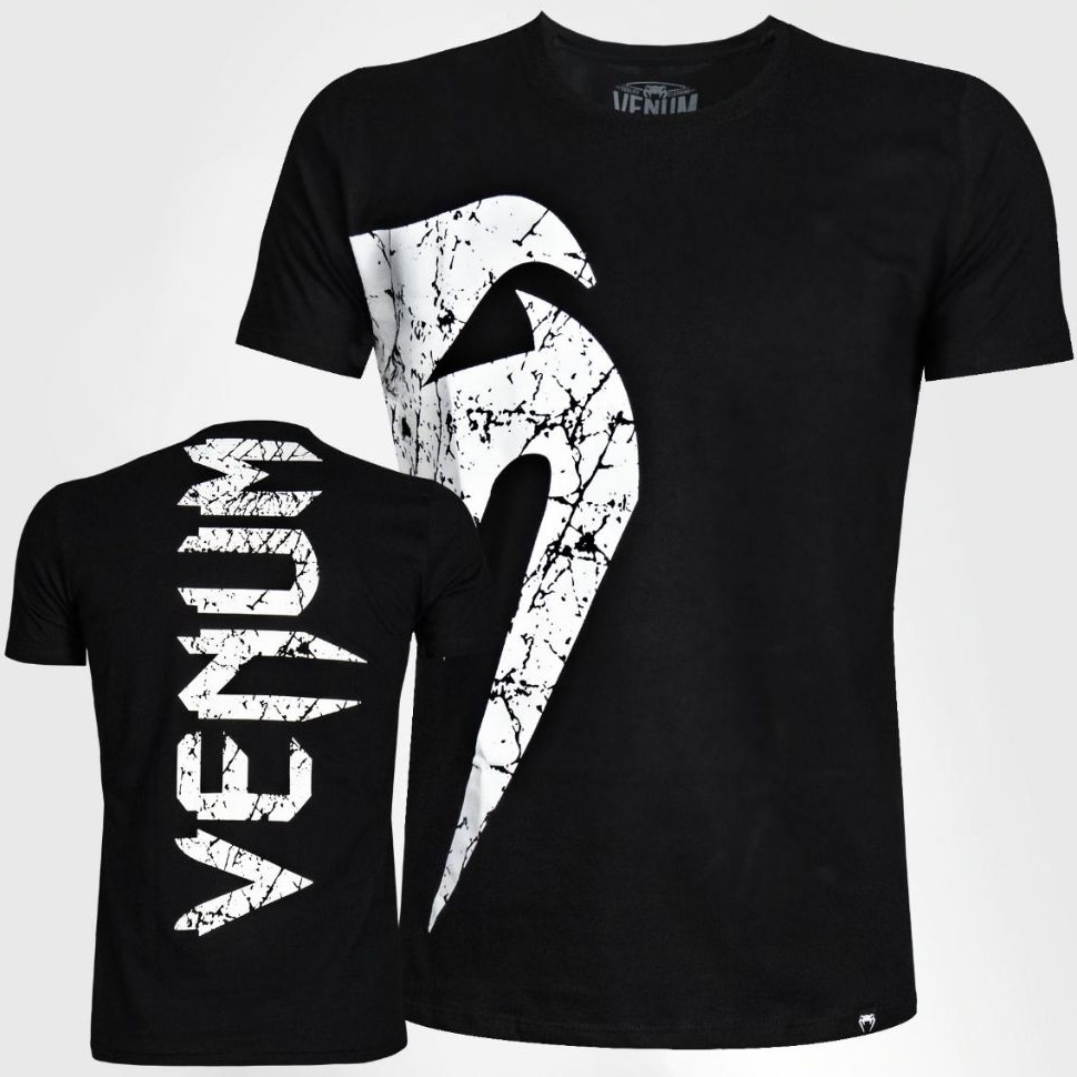 Camiseta Venum Giant Preto Athletic Fit High Tech 100% Algodão - Men Clothes
