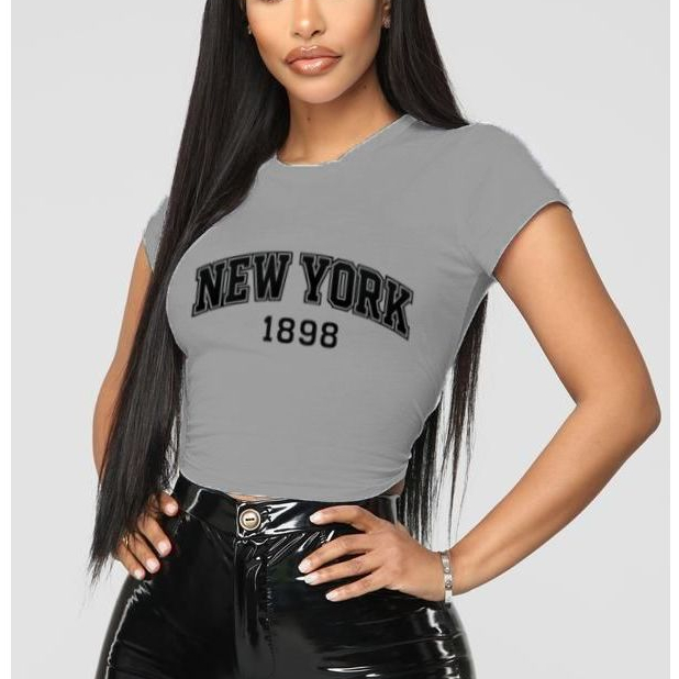 Camiseta Camisa Babylook babytee blusinha colada elastano estilosa lançamento estampada NEW YORK