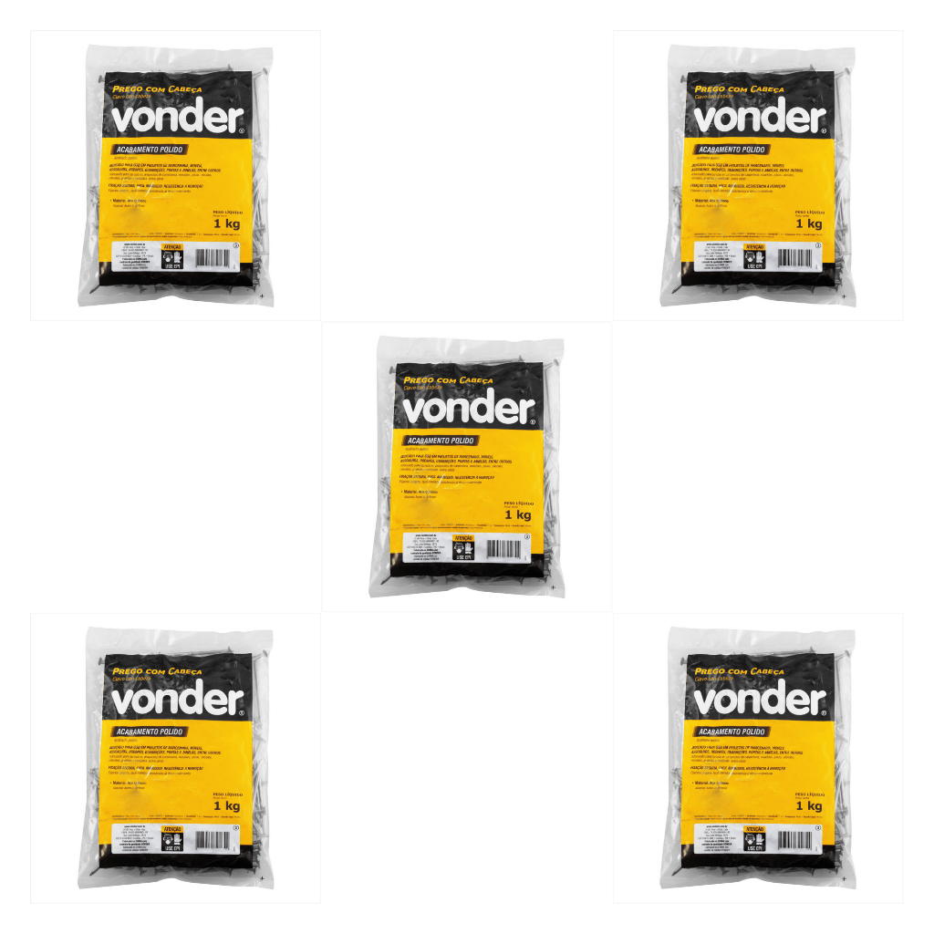 KIT 5 KILOS DE PREGO DE AÇO COM CABEÇA 22X48 VONDER