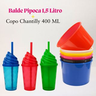 Kit 20 Balde Pipoca 1,5 L+ 20 Copo Chantily 400 ML Aniversario Festa Evento em Oferta na Shopee