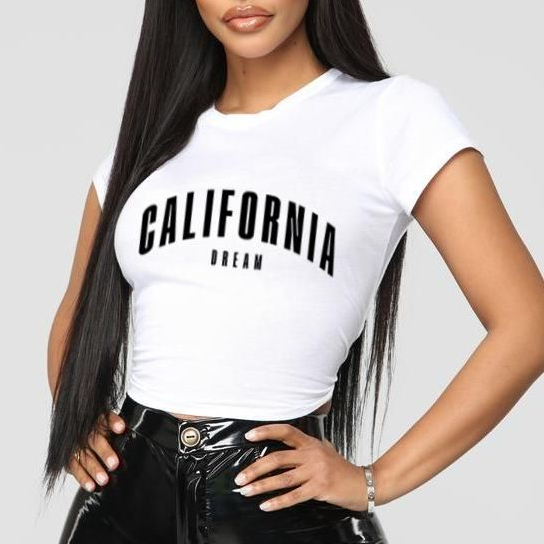Camiseta Camisa Babylook babytee blusinha colada elastano estilosa lançamento estampada California