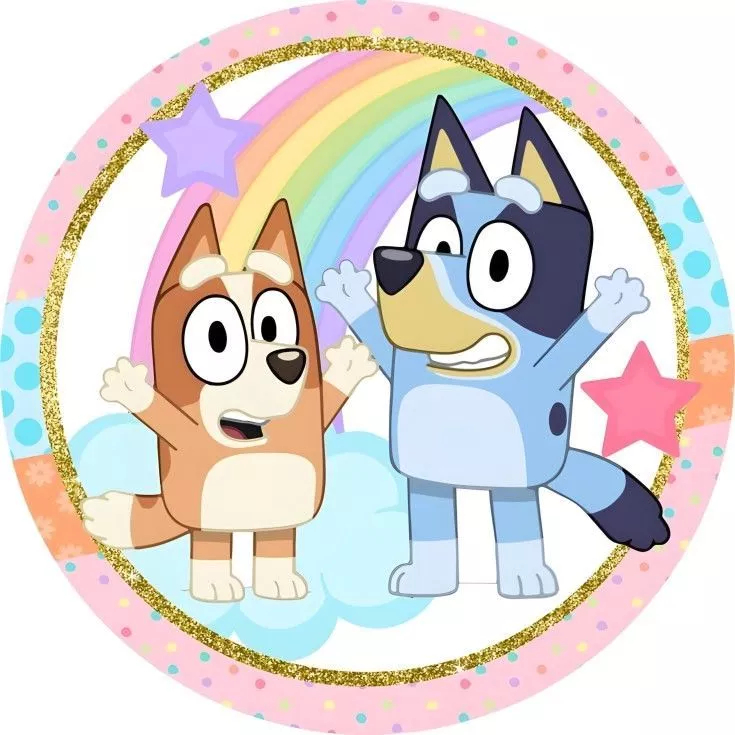 Painel para Festa Sublimado Redondo Tema: Bluey. MAGA