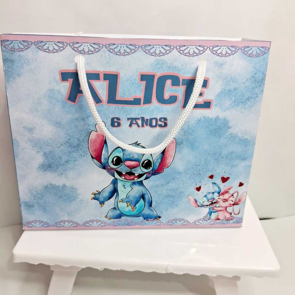 SACOLINHA PERSONALIZADA FESTA INFANTIL/ STITCH -LILLO STITCH -DISNEY PARA LEMBRANCINHA -TAMANHO G FESTA INFANTIL