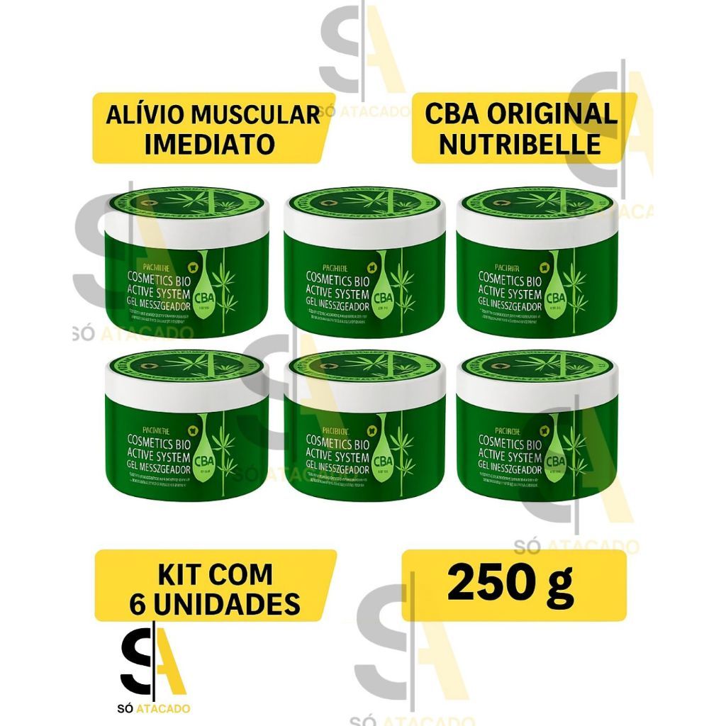 Kit com 6 Unid. Gel Massageador CBA Nutribelle 250g | Alívio Muscular e Relaxamento