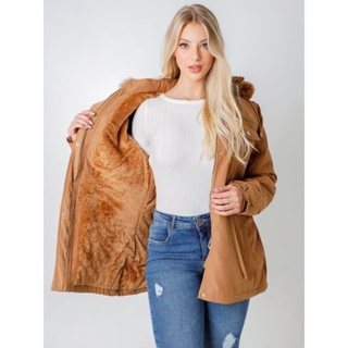 Jaqueta Parka Feminina Plus Size Sarja Blusa Frio Casaco em Oferta na Shopee
