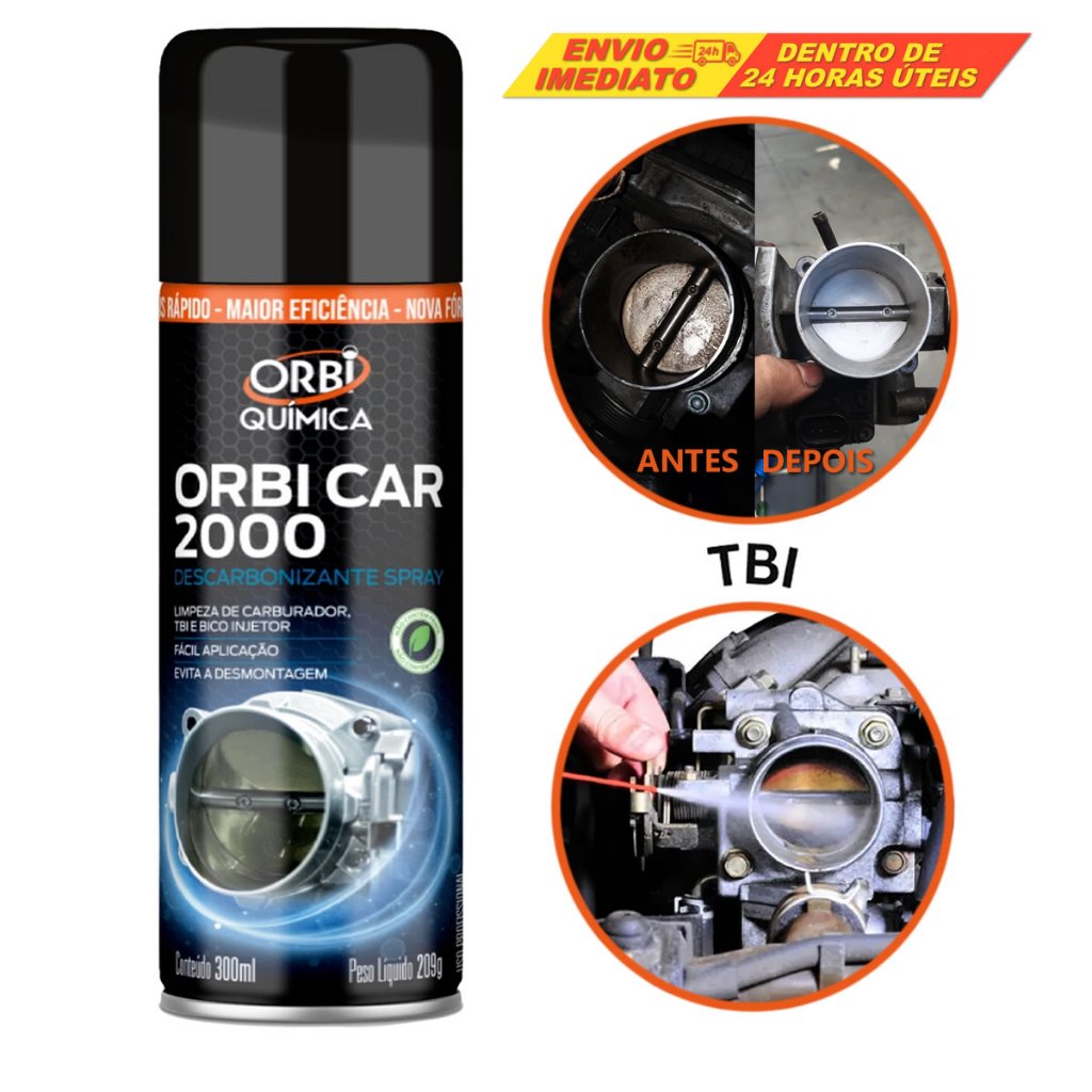 Descarbonizante Spray Limpa TBI Carburador Bico Borra da Tampa Motor Original ORBI CAR2000 Com NFe em Oferta na Shopee