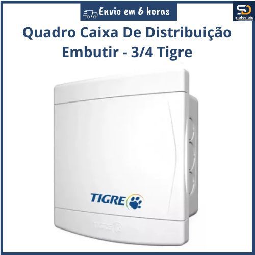 Quadro Caixa De Distribuição Embutir Eletrica De 3/4 Disjuntores Tigre