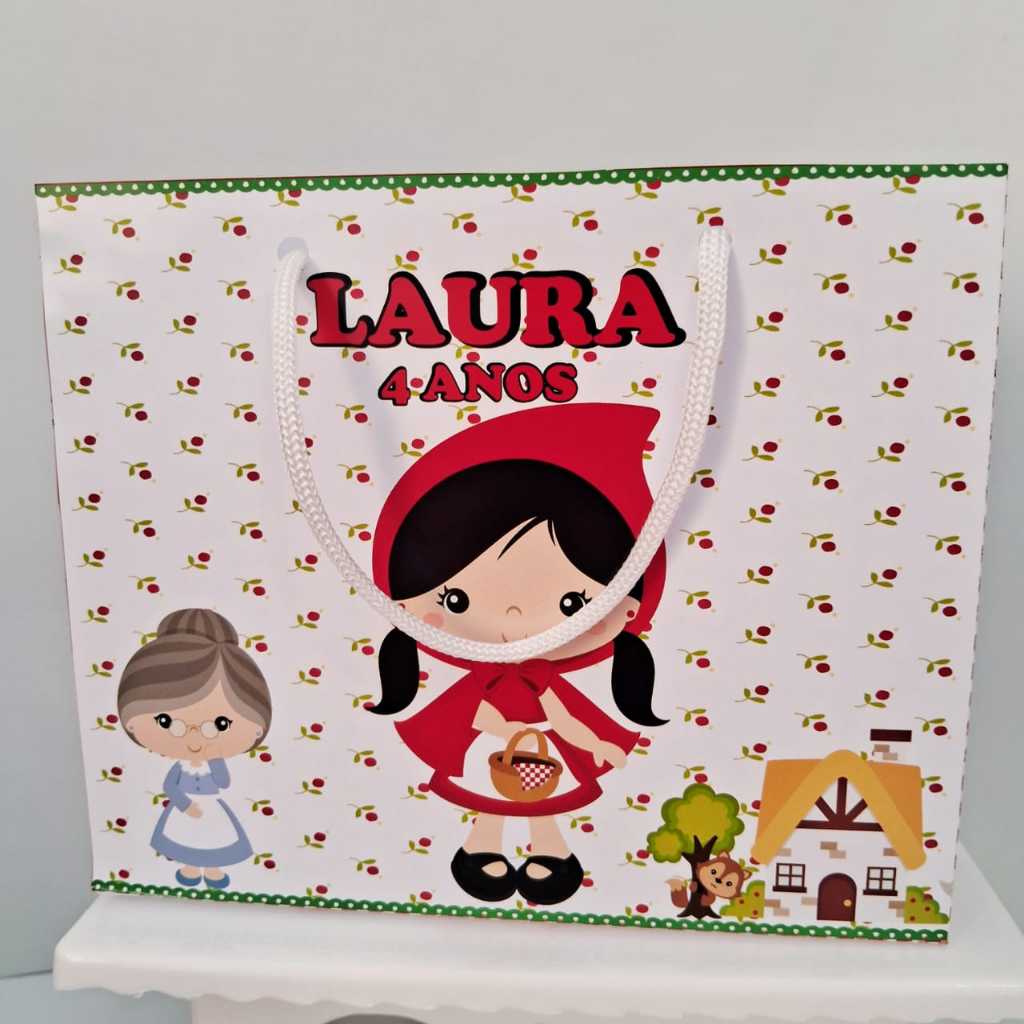 Sacolinha Personalizada Chapeuzinho Vermelho Aquarela/festa infantil/aniversario/lembrancinha