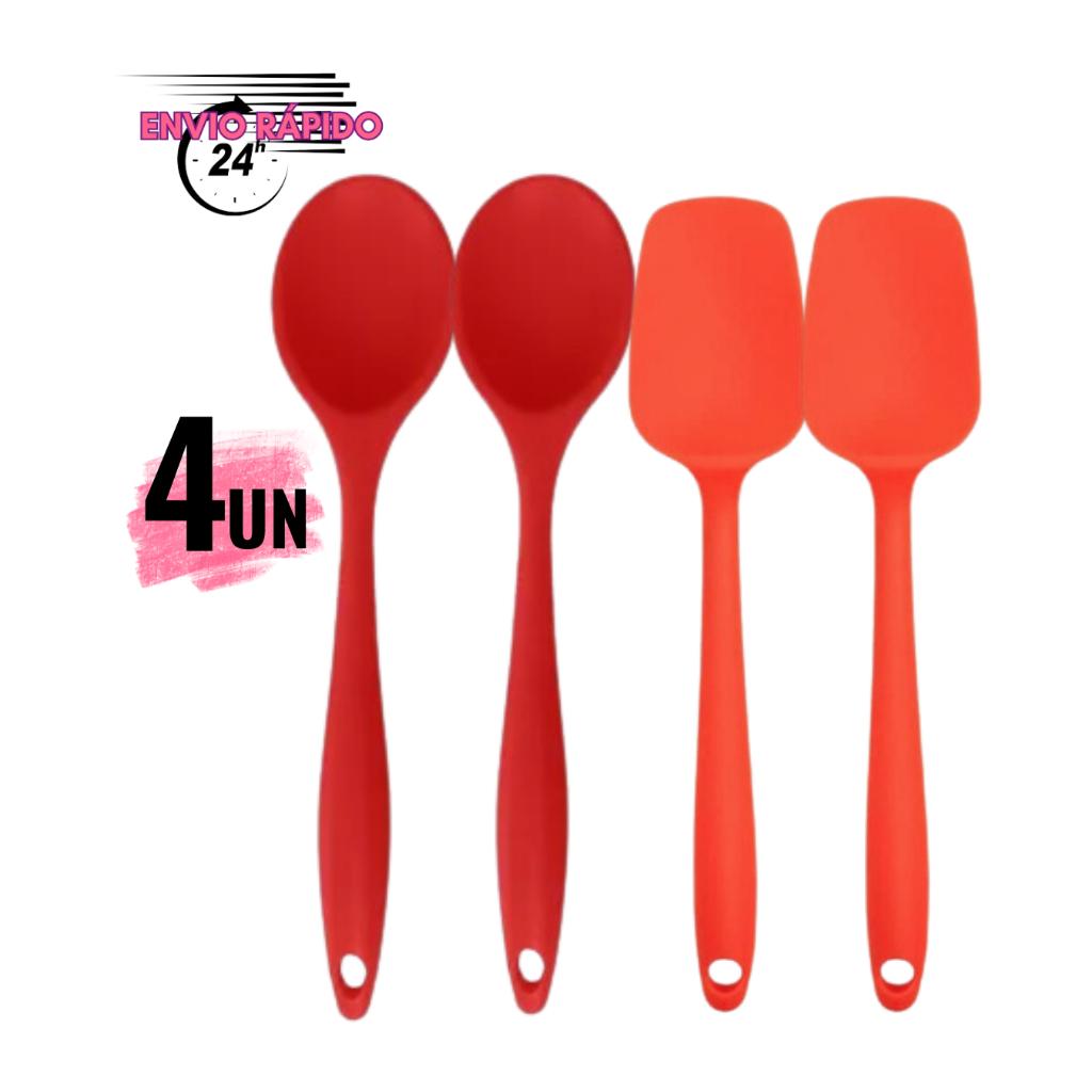 Kit Colher De Silicone Redonda de Silicone 27cm Grande Peças Vermelhas Para cozinha em Oferta na Shopee