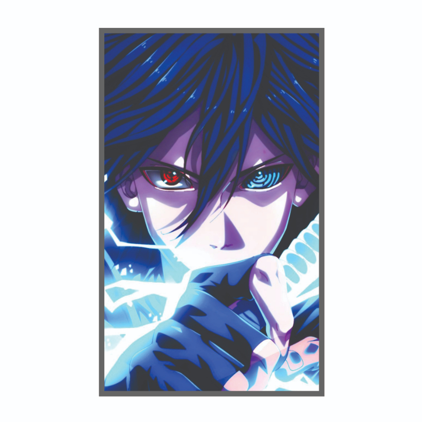 Quadro Placa Decorativa em MDF 3MM Anime Naruto Shippuden Sasuke Uchiha Rinnegan e Sharingan