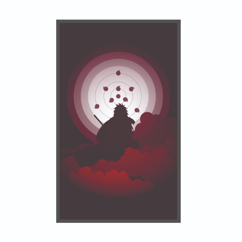 Quadro Placa Decorativa em MDF 3MM Anime Naruto Shippuden Madara Uchiha Rinnegan