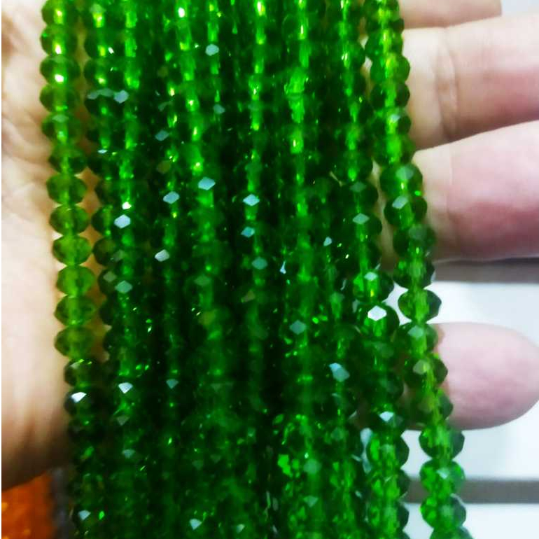 MIÇANGA CRISTAL TCHECO 6mm -100 UNIDADES R$ 12,00 COR VERDE CLARO PARA PULSEIRAS, COLARES, GUIAS. em Oferta na Shopee