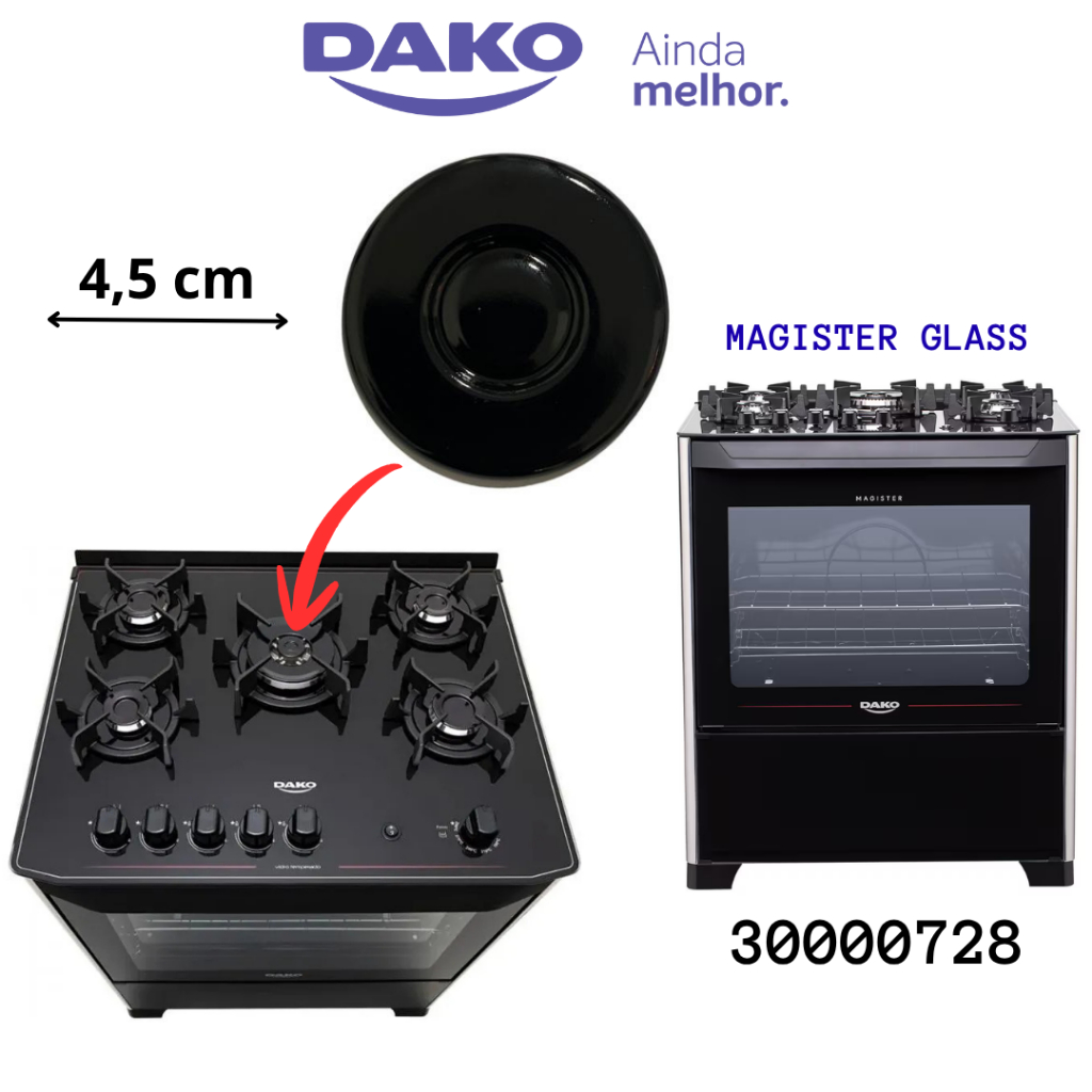 ESPALHADOR INTERNO TRIPLA CHAMA ORIGINAL BOCA CENTRAL FOGÃO DAKO MAGISTER GLASS 30000728