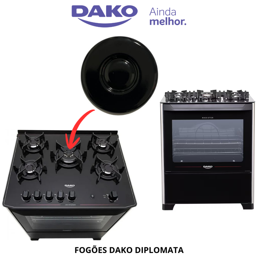 ESPALHADOR INTERNO TRIPLA CHAMA CENTRAL FOGÃO DAKO MAGISTER GLASS ORIGINAL ENVIO IMEDIATO