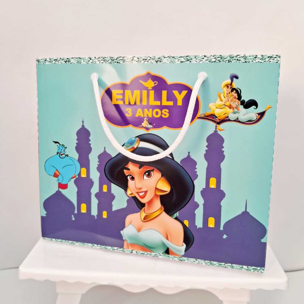 Sacolinha Personalizada Princesa Jasmine Disney/festa infantil/aniversario/lembrancinha