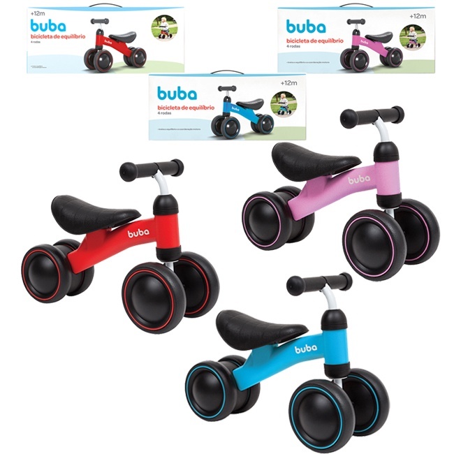 Bicicleta Equilíbrio Infantil Andador Sem Pedal 4 Rodas Bebê Buba Criança em Oferta na Shopee