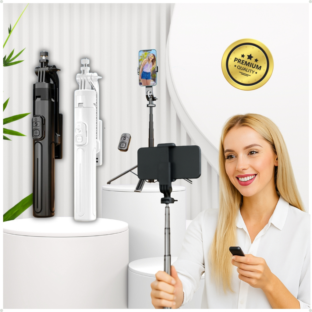 Tripé Bastão Pau De Selfie 1,70 De Altura Retrátil Com Controle Bluetooth Para IOS Android