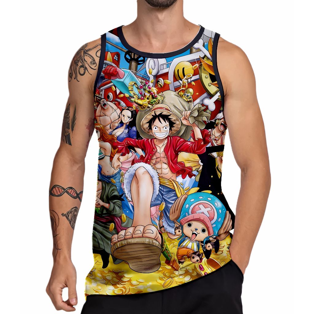 Camiseta Regata Poliéster - One Piece em Oferta na Shopee