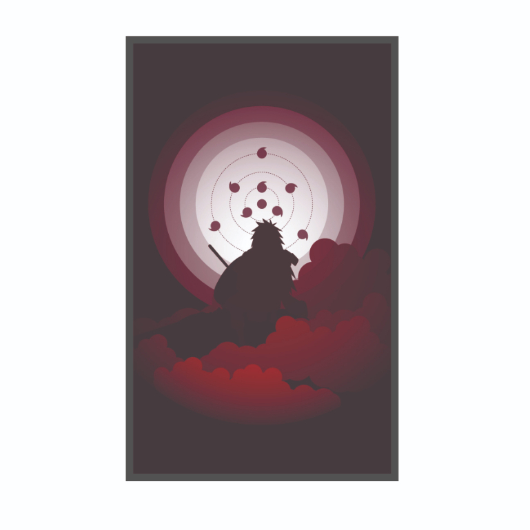 Placa Decorativa em MDF 3MM Anime Naruto Shippuden Madara Uchiha Rinnegan Quadro Decorativo