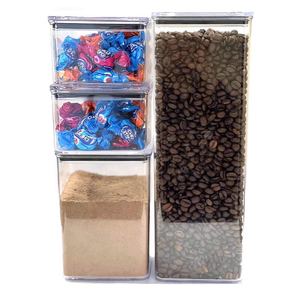 Jogo de 4 Potes Hermético acrílico 3 Tamanhos Qualyplas organização em Oferta na Shopee