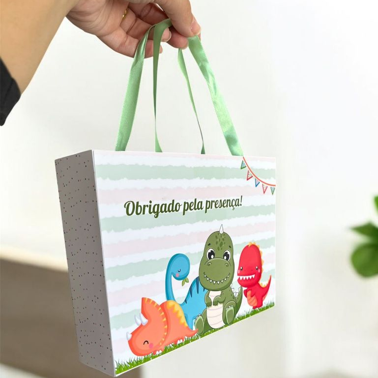 SACOLINHAS PARA LEMBRANCINHAS PERSONALIZADA DINO BABY | SACOLA SURPRESA ANIVERSARIO DINOSSAURO | KIT PEGUE E MONTE